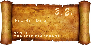 Betegh Etele névjegykártya